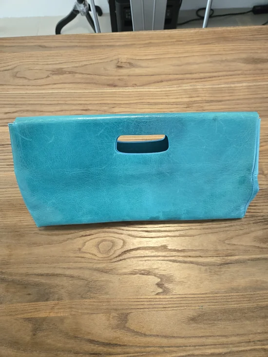 Furla teal leather clutch , Handbag Leather Made In Italy - Picture 5 of 13